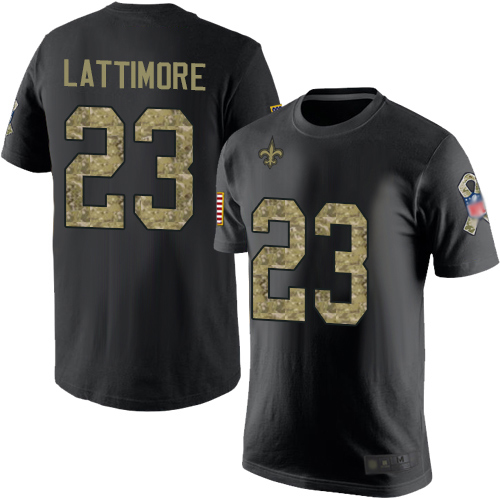 Men New Orleans Saints Black Camo Marshon Lattimore Salute to Service NFL Football #23 T Shirt